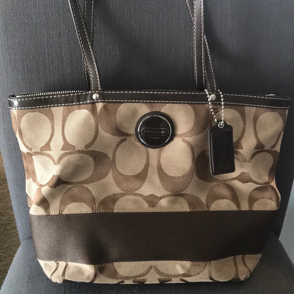 Coach Signature Striped Tote!!